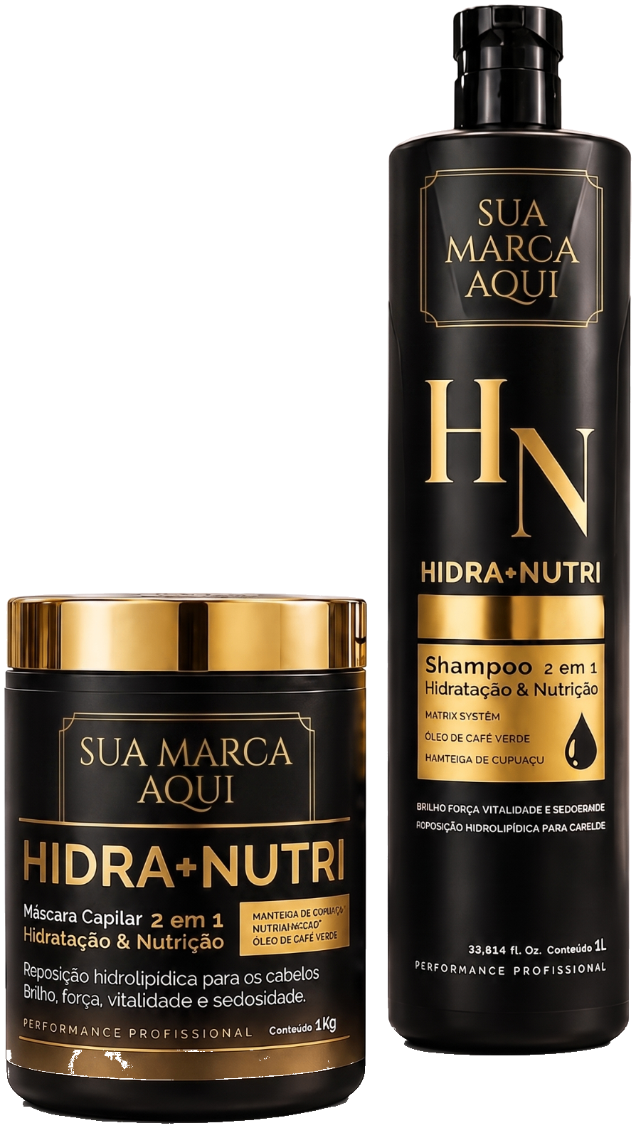 Kit HidraNutri — Shampoo 1L e Máscara 1kg para marca própria
